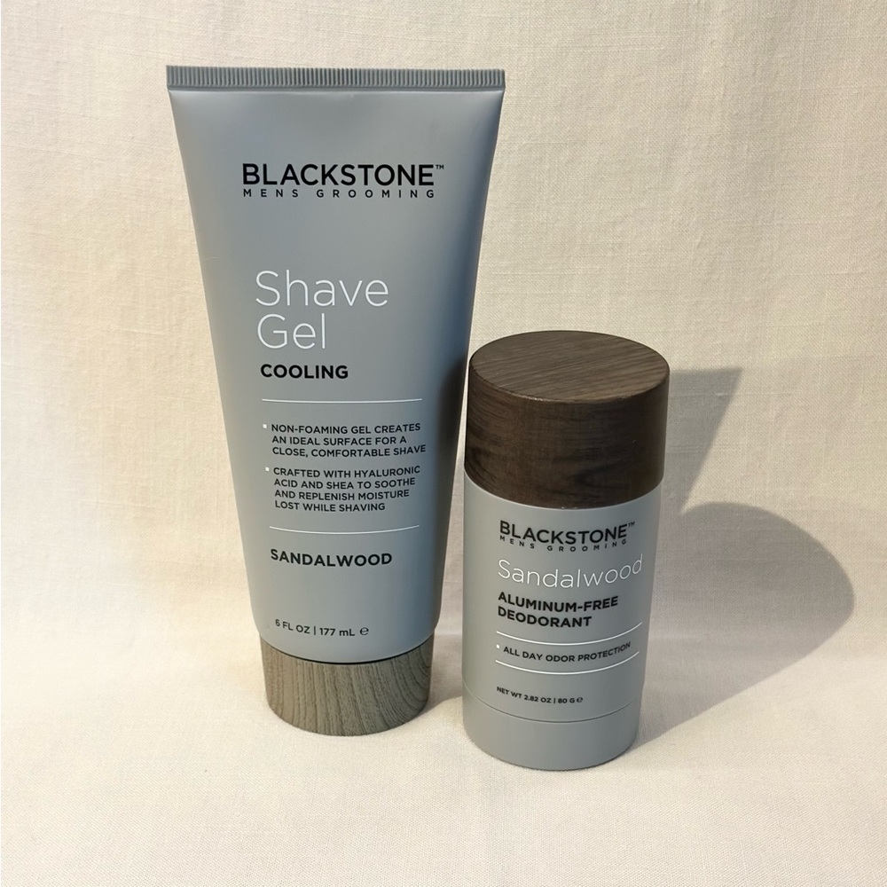 Blackstone Sandalwood Cooling Shave Gel + Aluminum-Free Deodorant NWOB Gift Set